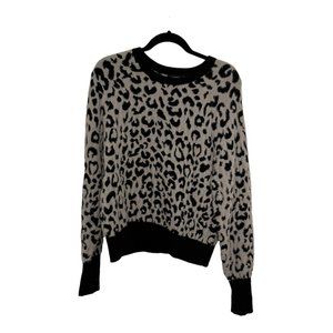 Halogen Women’s Leopard Print Pullover Sweater Gray Black M Soft
